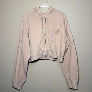 Aerie Light Beige Oversized Cropped Jacket with Pocket Size Large